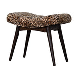 Leopard Print Curved Velvet Bench