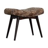 Leopard Print Curved Velvet Bench