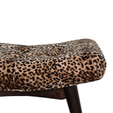 Leopard Print Curved Velvet Bench