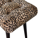 Leopard Print Curved Velvet Bench