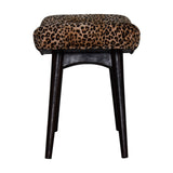 Leopard Print Curved Velvet Bench