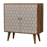Cassia Cabinet - Oak-ish with Brass Honeycomb Inlay