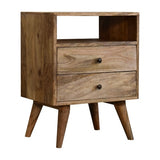 Timeless Oak-ish Nightstand with Dual Drawers and Shelf