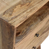 Elegant Oak-ish Nightstand featuring Two Drawers and Open Compartment