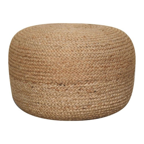Natural Jute Pouffe with Textured Design
