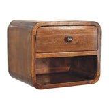 Compact Chestnut Nightstand with Open Slot Design