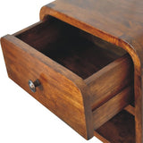 Mini Curved Nightstand in Chestnut with Open Compartment