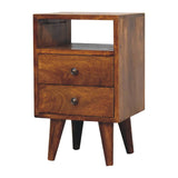 Mini Classic Chestnut Bedside – Solid Mango Wood with Brass Accents