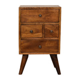 Chestnut Nordic Style 4-Drawer Multi Bedside Table – Solid Mango Wood