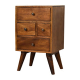 Chestnut Nordic Style 4-Drawer Multi Bedside Table – Solid Mango Wood