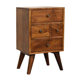 Chestnut Nordic Style 4-Drawer Multi Bedside Table – Solid Mango Wood