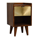 Mini Manila Gold Chestnut Bedside Table with Brass Inlay