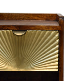 Mini Manila Gold Chestnut Bedside Table with Brass Inlay