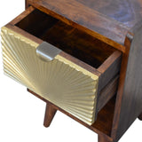 Mini Manila Gold Chestnut Bedside Table with Brass Inlay