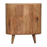 Back view of the Mini Oak-ish Cabinet, highlighting its solid mango wood craftsmanship 