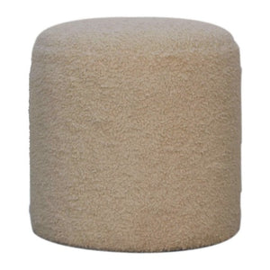 Bouclé Cream Round Footstool: Luxurious and Fashionable Bedroom Addition