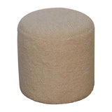 Cream Bouclé Upholstery: Soft and Inviting Texture on Round Footstool