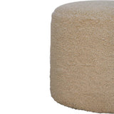 Comfort and Style Combined: Cream Round Footstool in Bouclé Fabric