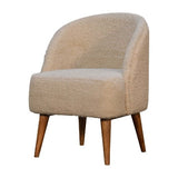 Cream tub chair with handwoven cotton upholstery and Nordic-style oak-ish legs