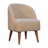 mango wood tub chair in cream with handwoven cotton upholstery