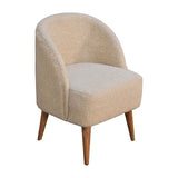 Cream accent chair with handwoven cotton upholstery and sturdy Nordic-style legs