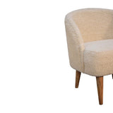 Handcrafted tub chair in cream with handwoven cotton upholstery and oak-ish finish