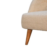 Solid mango wood tub chair with handwoven cotton upholstery in cream