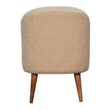 Handwoven cotton tub chair in cream with solid mango wood frame and elegant oak-ish legs