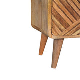 Telephone table featuring handwoven cotton upholstery and Nordic-style legs