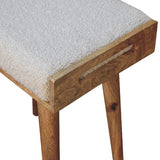 Detailed view of the handwoven 100% cotton upholstery on the Boucle Cream Tray Style Footstool