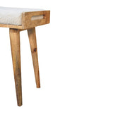 Solid mango wood legs in Nordic style supporting the Boucle Cream Tray Style Footstool