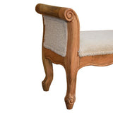 Meticulously handcrafted from solid mango wood, offering durability and a natural touch to the Boucle Cream French Style Bench