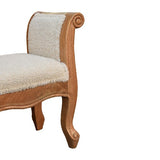 Boucle Cream French Style Bench for Living Room
