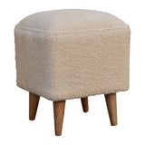 Cosy Upholstered Cream Bench with Natural Yarn Fabric