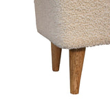 Sturdy Mango Wood Legs on Cream Boucle Bench