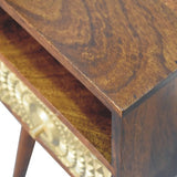 A detailed close-up view of the top of the Eden Mini Bedside, highlighting its smooth finish