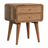 Another side view, showcasing the nordic style legs and oak-ish finish