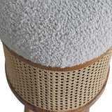 Chic and Inviting: Rattan Footstool with Soft Bouclé Seat