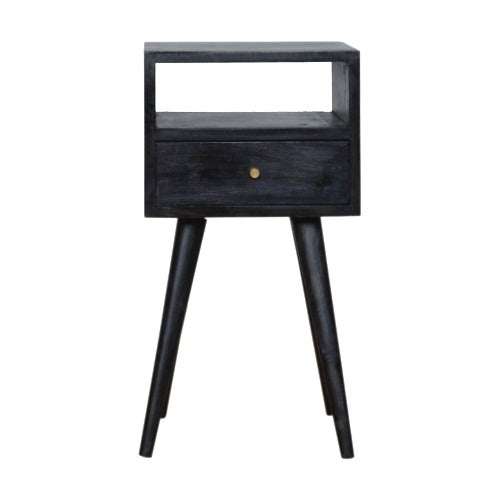 Compact Ash Black Finish Bedside Table