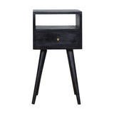 Compact Ash Black Finish Bedside Table