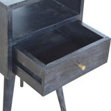Sleek Compact Nightstand in Ash Black with Drawer