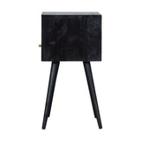 Functional Small Bedside Table with Black Finish