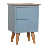Blue Hand Painted 2 Drawer Bedside