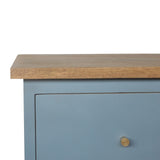 Blue Bedside with Wooden Top