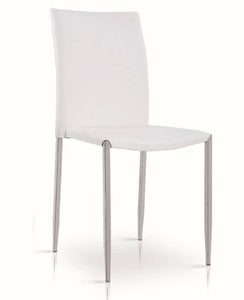 White & Chrome PU Leather Dining Chair
