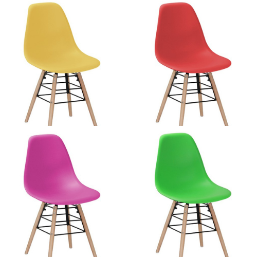 Lilly Plastic (PP) Chairs with Solid Beech Legs - Set of 4