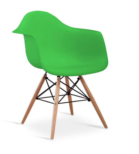 Plastic Chairs with Solid Beech Legs Green
