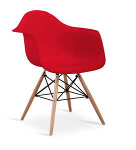 Plastic Chairs with Solid Beech Legs Red Set of 4