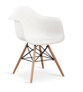 Plastic (PP) Chairs with Solid Beech Legs White Set of 4
