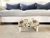 Equestrian Fabric Footstool with Drawer